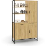 Buffet de cuisine avec colonne de rangement 100 cm detroit 3 portes + tiroir design industriel