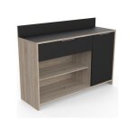 Buffet de cuisine - d�cor chene brut et noir - contemporain - 1 porte - mike - l 123 cm
