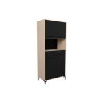 Buffet de cuisine factory - d�cor chene et noir - 2 portes + 1 tiroir - modulable - l 80 x p 43, 3 x ...