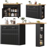 Buffet cuisine, �lot de cuisine extensible 137 - 215�39�102. 3cm, avec 2 tiroirs et 2 �tag�res, table ...