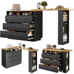 Buffet cuisine, �lot de cuisine extensible 137 - 215�39�102. 3cm, avec 6 tiroirs , roulettes verrouillables, ...