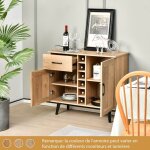 Buffet cuisine industriel  2 portes avec 6 porte - bouteilles meuble de rangement avec tiroir coulissante ...
