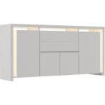 Buffet de cuisine avec led, bahut de salle � manger, meuble de rangement avec 4 portes et 2 tiroirs, ...