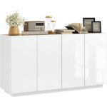 Buffet design 4 portes aurea aspect bois et blanc laqué Buffet design 4 portes aurea aspect bois et blanc laqué