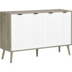 Buffet design scandinave 4 portes 2 étagères piètement bois de pin panneaux portes motif chevrons blanc ... Buffet design scandinave 4 portes 2 étagères piètement bois de pin panneaux portes motif chevrons blanc ...
