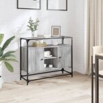 Buffet avec dessus en verre - meuble de rangement sonoma gris bois d'ingnierie 646006