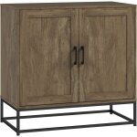 Homcom - buffet effet bois exotique - 2 portes, tagre - pitement poignes mtal noir