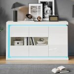 Buffet et enfilade 140 cm commode moderne 4 portes avec bande led laque brillante verre trempé pour salon ... Buffet et enfilade 140 cm commode moderne 4 portes avec bande led laque brillante verre trempé pour salon ...
