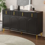 Buffet enfilade 140x37. 8x82cm, avec 4 portes et 4 tiroirs, meuble de rangement de salon, mdf, noir - ... Buffet enfilade 140x37. 8x82cm, avec 4 portes et 4 tiroirs, meuble de rangement de salon, mdf, noir - ...