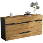 Buffet et enfilade - buffet 2 portes 4 tiroirs - vaisselier noir - etage? sans poigne?es - 160x40x80cm ...