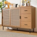 Buffet et enfilade 2 portes coulissantes - 3 tiroirs - �tag�res r�glables - style campagne - salon - ...