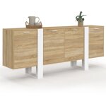 Buffet enfilade 200 cm phoenix xxl 4 portes bois et blanc