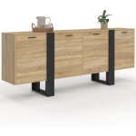 Buffet enfilade 200 cm phoenix xxl 4 portes bois et noir
