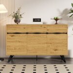 Buffet et enfilade 3 portes imitation bois avec pieds metal design moderne rangement spacieux stable ... Buffet et enfilade 3 portes imitation bois avec pieds metal design moderne rangement spacieux stable ...