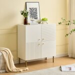 Buffet et enfilade 80 x 36 x 90 cm, meuble de rangement pour salon / chambre / entr�e, mdf blanc, poign�es ...