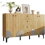Buffet et enfilade - armoire moderne en bois - 4 portes et 4 tiroirs - design minimaliste pour salon ...
