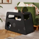 Buffet et enfilade - bahut design moderne noir - mobile � roulettes - bords ronds s�curis�s - gain de ...