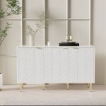 Buffet et enfilade blanc 127x45x75cm avec 2 niveaux et 6 compartiments, motif floral, pieds et poignées ... Buffet et enfilade blanc 127x45x75cm avec 2 niveaux et 6 compartiments, motif floral, pieds et poignées ...