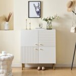 Buffet et enfilade - mod�le blanc en mdf - poign�es alliage zinc - pieds acier - rangement salon chambre ...