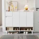 Buffet et enfilade - blanche - moderne - 4 portes - 1 tiroir - �tag�re r�glable - rangement chaussures ...