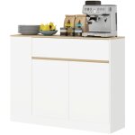 Buffet enfilade cuisine avec tiroir, �tag�re r�glable, syst�me anti - basculement, 105x30x81, 5 cm, blanc, ...