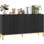 Buffet enfilade design contemporain graphique 2 portes 2 tagres acier dor noir