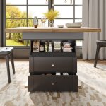 Buffet et enfilade minimaliste avec structure porte noire et plateau extensible - table pliante 110 - ... Buffet et enfilade minimaliste avec structure porte noire et plateau extensible - table pliante 110 - ...
