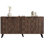 Buffet et enfilade moderne 4 portes bois fonc� - design salon chambre salle � manger - 160, 5x35, 5x78cm ...