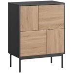 Buffet et enfilade - porte push - to - open - vaisselier - pieds m�tal - noir naturel - mdf - 60x35x78cm ...
