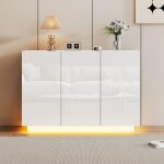 Buffet et enfilade - vaisselier brillant ouvert / ferm� - buffet blanc - socle avec �clairage led - commode ...