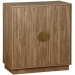 Buffet exotique 2 portes. effet bois de manguier rainur. buffet haut. vaisselier. poignes en mtal ...