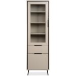 Buffet haut 1 porte vitre, 1 porte et 1 tiroir cappucino et noir l60cm - arona - calicosy