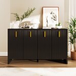 Buffet haut 140 cm, avec 4 portes, �tag�res r�glables, meuble rangement en bois, poign�es en m�tal, pour ...