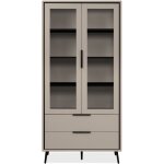Buffet haut 2 portes vitres, 2 tiroirs, 6 tagres  l'intrieur l90cm - arona - calicosy