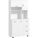 Armoire de cuisine buffet multi - rangements 4 portes 3 tiroirs tagre + grand plateau 89l x 39, 5l ...