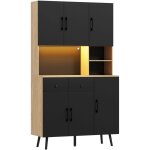 Homcom - buffet haut armoire cuisine design led r�glable avec fonction synchronisation musicale noir ...