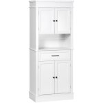 Homcom - buffet haut armoire de cuisine multi - rangement 2 placards 2 portes tiroir niche mdf panneaux ...