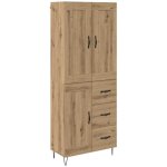 Buffet?haut armoire avec tiroir ch�ne artisanal 69, 5 x 34 x 180 cm cfw166582