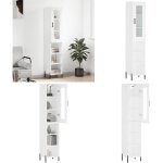 Vidaxl - buffet haut blanc 34, 5x34x180 cm bois d'ingnierie - buffet design moderne - meuble rangement ...