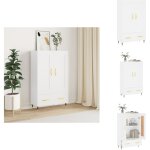 Buffet haut blanc 69, 5x31x115 cm bois d'ing�nierie - buffet design - meuble rangement - armoire blanche ...