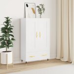 The living store buffet haut blanc 69, 5x31x115 cm bois d'ingnierie - buffet design - meuble rangement ...