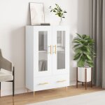 The living store buffet haut blanc 69, 5x31x115 cm bois d'ingnierie - buffet design moderne - meuble ...
