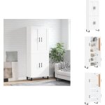 Buffet haut blanc 69, 5x34x180 cm bois d'ing�nierie - buffet design moderne - meuble rangement - armoire ...