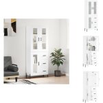 Vidaxl - buffet haut blanc 69, 5x34x180 cm bois d'ingnierie - buffet design moderne - meuble rangement ...
