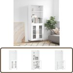 Vidaxl - buffet haut blanc 69, 5x34x180 cm bois d'ingnierie - buffet design moderne - meuble rangement ...