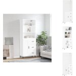 Vidaxl - buffet haut blanc 69, 5x34x180 cm bois d'ingnierie - buffet design moderne - meuble rangement ...