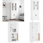 Vidaxl - buffet haut blanc 69, 5x34x180 cm bois d'ingnierie - buffet design moderne - meuble rangement ...
