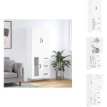 Buffet haut blanc 69, 5x34x180 cm bois d'ingnierie - buffet design moderne - meuble rangement cuisine ...