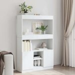 Buffet haut blanc 92x33x140 cm bois d'ing�nierie - vidaxl