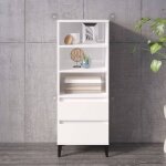 Buffet haut blanc brillant 40x36x110 cm bois d'ingénierie - meuble de rangement - buffet - armoire - ... Buffet haut blanc brillant 40x36x110 cm bois d'ingénierie - meuble de rangement - buffet - armoire - ...